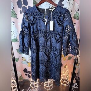 Mika Mindel S Navy geometric lace NWT $179